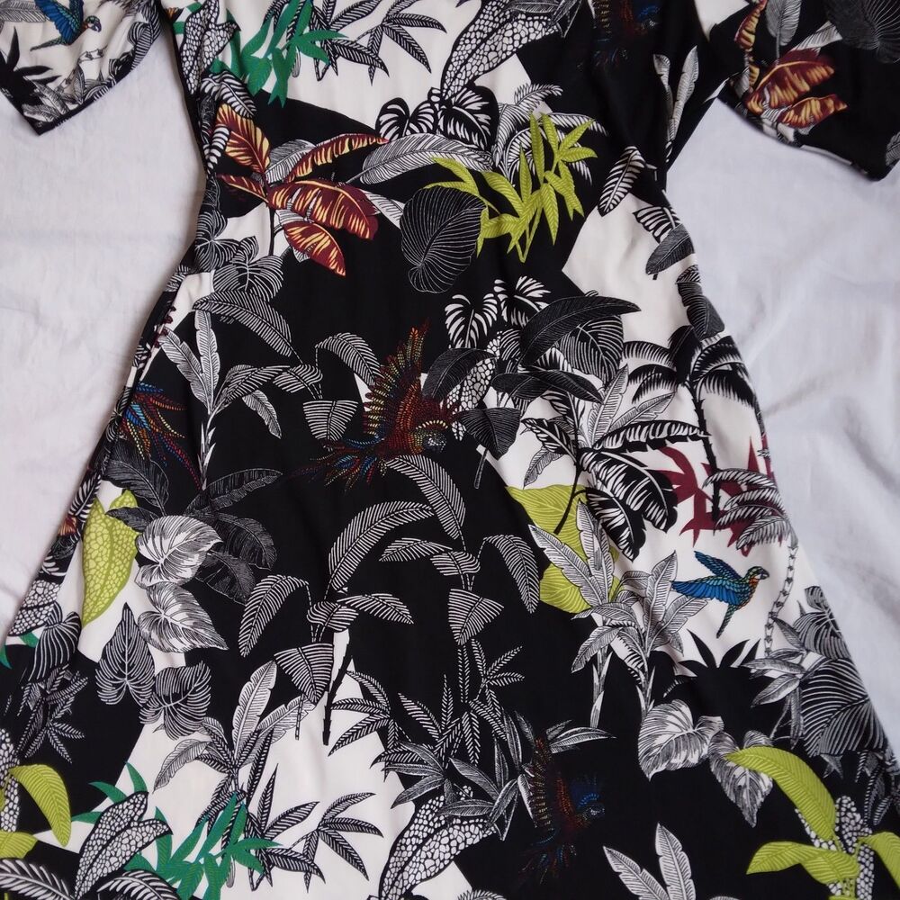 Attitudes by Renee Multicolor Rainforest Fit & Flare Dress Women's Medium Petite - Picture 6 of 14